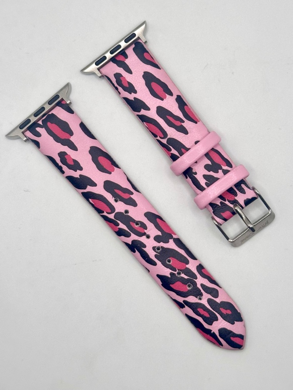 Betsey Johnson Smart Watch Strap Band Pink Cheetah Silver Hardware Hot Pink